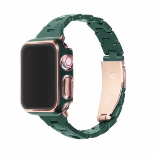 Elegáns Apple Watch óraszíj tokkal - Zöld Óra mérete: 41mm, Szíj színe: Khaki