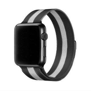 Elegáns Apple Watch szíj milánói stílusban - Fekete-fehér Óra mérete: 38/40/41mm, Szíj színe: Fekete-fehér