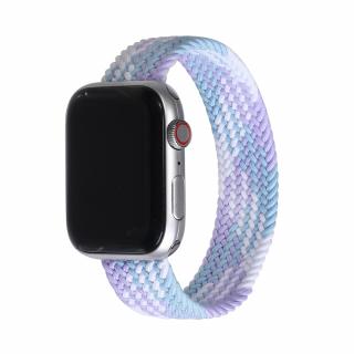 Fonott felhúzható Apple Watch óraszíj - Pasztell Óra mérete: 38/40/41mm, Szíj hossza: M (Közepes csuklókerület), Szíj színe: Fehér-lila