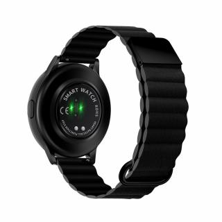 Stílusos mágneses bőrszíj okosórához - Fekete Óra mérete: 20mm, Szíj színe: Fekete
