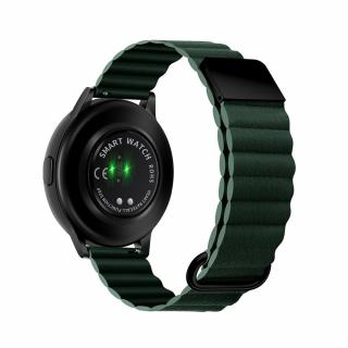 Stílusos mágneses bőrszíj okosórához - Sötétzöld Óra mérete: 22mm, Szíj színe: Khaki