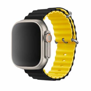 Stílusos Oceán szíj - Black-Yellow Óra mérete: 42/44/45/49mm, Szíj színe: Fekete