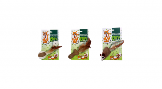 585,65 Macskajáték - Caty Natural szövet macskamentás hal/labda/egér tollal 5cm
