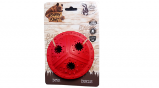 BK15109 Kutyajáték-Barry King extra erős kutyajáték -jutalomfalat adagoló piros discus 11cm