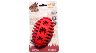 BK15204 Kutyajáték-Barry King extra erős kutyajáték -jutalomfalat adagoló piros rugby 10-11cm
