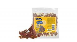 HM8121 Kutya és macska jutalomfalat - 100% Tőkehal lapok kacsahúsba tekerve 500g
