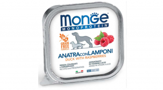 Monge Monoprotein Fruits Paté nedves kutyaeledel alutálca kacsa-málna150g
