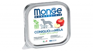 Monge Monoprotein Fruits Paté nedves kutyaeledel alutálca nyúl-alma 150g