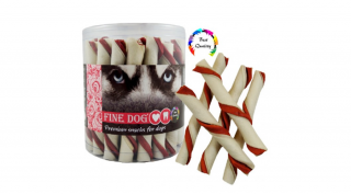 RD16402 Kutya jutalomfalat-Jerky Rawhide rolád-sonkás, kalciumos 12,5cm (35db/csomag)