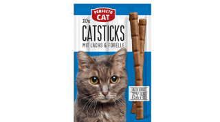 RD2233PE Macska jutalomfalat - Perfecto Cat húsrúd lazac és pisztráng 50g (10db/gyűjtő)