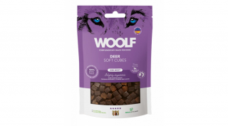 RD5009 Kutya és macska jutalomfalat - Woolf FŐTT szarvashús kockák - monoprotein 100g (10db/gyűjtő)