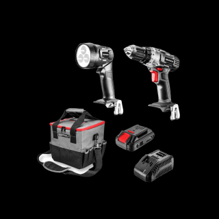 AKKUS FÚRÓ/CSAVAROZÓ+LÁMPA KÉSZLET 5 RÉSZES ENERGY 2.0AH GRAPHITE 58G016