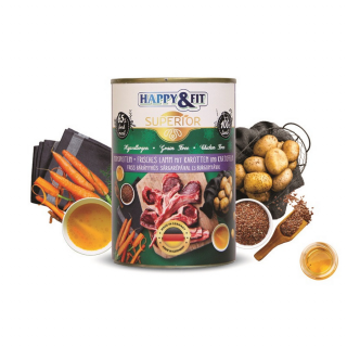 HappyFit Superior Dog Konzerv Friss Bárányhús S.répával, burgonyával 400g