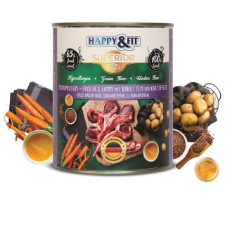 HappyFit Superior Dog Konzerv Friss Bárányhús S.répával, burgonyával 800g