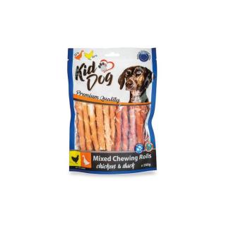 KidDog Mixed Chewing Rolls - jutalomfalat (csirke, kacsa, bivalybőr) kutyák részére (250g)