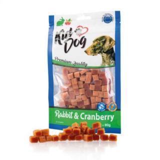 KidDog Rabbit Cranberry Cubes - jutalomfalat (nyúlhús, vörösáfonya) kutyák részére (80g)