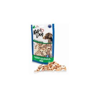 KidDog Rabbit sandwich Mini - jutalomfalat (nyúlhús, tőkehal) kutyák részére (80g)