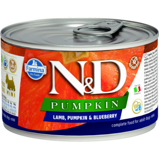 ND Pumpkin Dog konzerv Bárány és Áfonya sütőtökkel adult mini 140gr