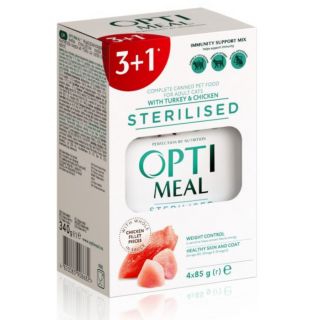 OPTIMEAL Teljes értékű, szaftos állateledel ivartalanított macskáknak 3+1