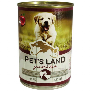 Pet‘s Land Dog Junior Konzerv Marhamáj-Bárányhús almával 415g