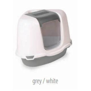 Plana ELLA Corner Litter Tray - Fedeles, sarok macska WC (szürke/fehér) 55x42,5x42cm