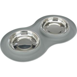 Trixie Bowl Set - Szilikon duplatál (szürke) macskák részére (2x0,3l/16cm) 47x3x26cm