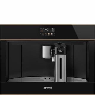 SMEG TELJESEN AUTOMATA KÁVÉFŐZŐ, fekete üveg/réz díszítés