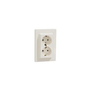 ASFORA 2x2P+F csatlakozóaljzat, csavaros, kerettel, bézs EPH9900123