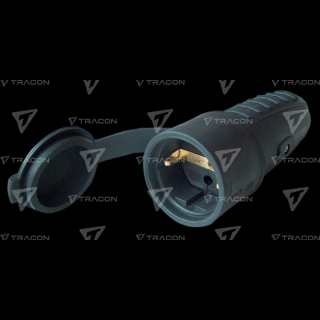 Csatlakozóaljzat oldalsó védőérintkezővel, gumi TICS-212G TRACON