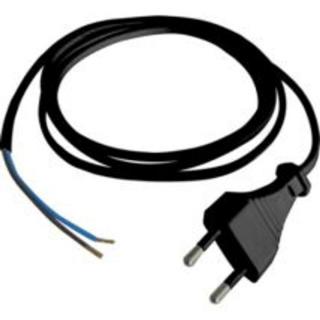 Hálózati szerelhető vezeték MTL 2x0,75mm2 fekete 1,5m EURO dugvillával H03VVH2-F