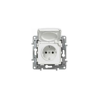 Legrand Niloé 2P+F dugalj csatlakozó aljzat csapfedéllel gyerekvédelemmel körömmel fehér 764532