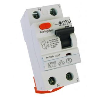 OMU SYSTEM OMR10 "A" típus 2 pólusú 40A 0,03A fi relé A 10kA omr102a40003