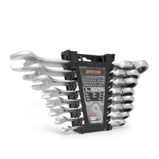Racsnis csillag-villáskulcs készlet - 8,10,13,14,15,17,19, 21 mm - flexibilis fejjel HANDY 10870