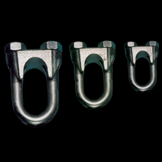 Sodronyszorító bilincs, U profil, acél+temperált öntvény d=6,3-8mm, M6 U08