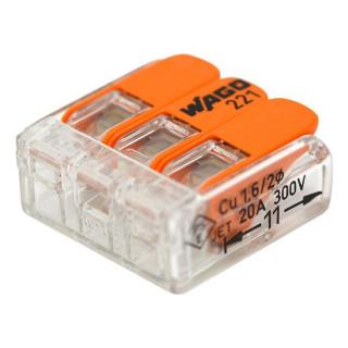 Wago 3-as oldható vezeték összekötő max. 4 mm2 221-413