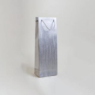 Zsinórfüles papírtáska 13x35x8 cm boros ezüst