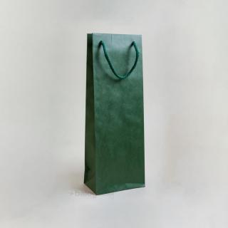 Zsinórfüles papírtáska 13x35x8 cm boros sötétzöld