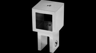CUBE Üvegrögzítő csőhöz - ÁTMENŐ FURATTAL