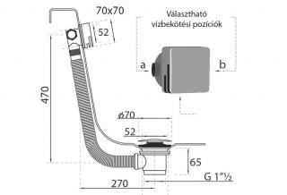 M-Acryl Vízfeltöltős, Click-Clack le- és túlfolyó szögletes