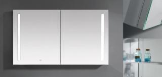 Wellis Tenerife tükrös fürdőszoba szekrény LED világítással 120(60+60)×12×70cm