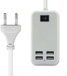 Fehér 15W 4 portos USB asztali töltő