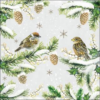 "Sparrows in Snow" papírszalvéta 33 x 33 cm, 20 db-os