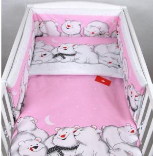BabyLux Ágyneműhuzat rácsvédővel(90x120/180) - Rózsaszín jeges maci