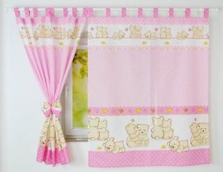 BabyLux babaszoba függöny (2db-os 120/160cm)- Rózsaszín  macis