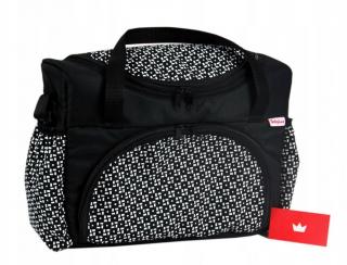 BabyLux mintás pelenka táska- Fekete-négyszögek
