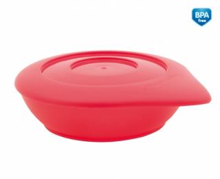 Műanyag tányér fedővel 180 ml- piros