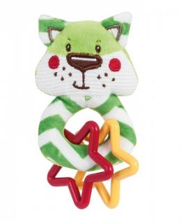 Plüss csörgő rágókával- zöld maci