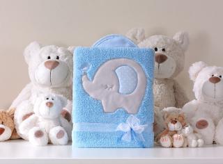 Super Soft plüss takaró- Kék elefántos