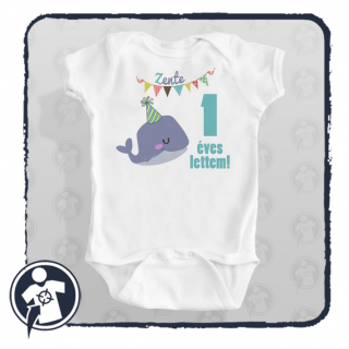 1 éves lettem - cuki bálnás bababody születésnapra (Cuki bálna)