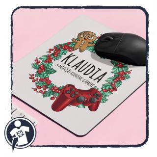 A Mikulás kedvenc gamere - Karácsonyi egérpad egyedi névvel és felirattal ()